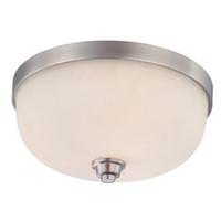 View 3 Light 15" Round Brushed Nickel White Satin Glass Shade Ceiling Light Fixture