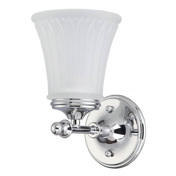 1 Light Polished Chrome Frosted Etched Glass Shade Vanity Light Fixture