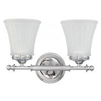 View 2 Light Polished Chrome Frosted Etched Glass Shades Vanity Light Fixture