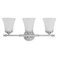 View 3 Light Polished Chrome Frosted Etched Glass Shades Vanity Light Fixture