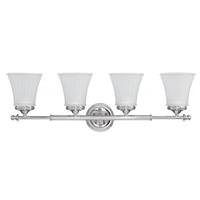 View 4 Light Polished Chrome Frosted Etched Glass Shades Vanity Light Fixture