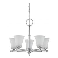 View 5 Light Polished Chrome Frosted Etched Glass Shades Chandelier Light Fixture