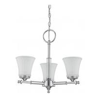Nuvo Lighting 3 Light Polished Chrome Frosted Etched Glass Shades Chandelier Light Fixture