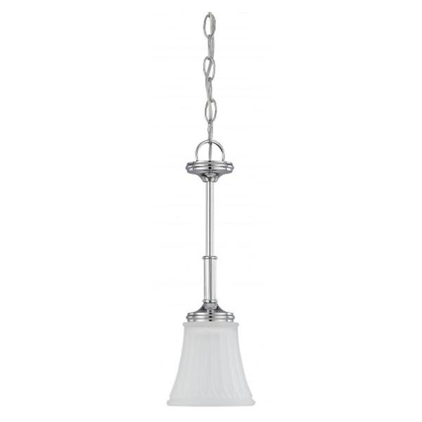 1 Light Polished Chrome Frosted Etched Glass Shade Mini Pendant Light Fixture
