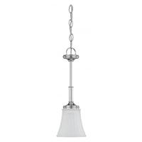 View 1 Light Polished Chrome Frosted Etched Glass Shade Mini Pendant Light Fixture