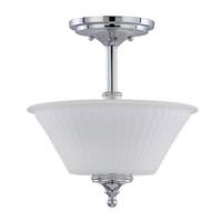 View 2 Light Polished Chrome Frosted Etched Glass Shade Ceiling Light Fixture