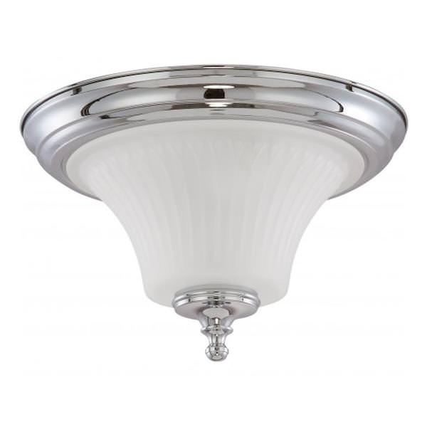 2 Light Polished Chrome Frosted Etched Glass Shade Ceiling Light Fixture