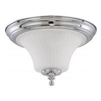 View 2 Light Polished Chrome Frosted Etched Glass Shade Ceiling Light Fixture