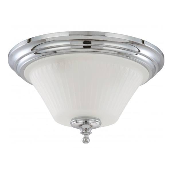 3 Light Polished Chrome Frosted Etched Glass Shade Ceiling Light Fixture