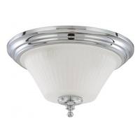 View 3 Light Polished Chrome Frosted Etched Glass Shade Ceiling Light Fixture