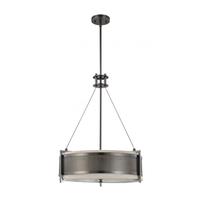 View 4 Light Hazel Bronze Khaki Fabric Shade Cream Diffuser Pendant Light Fixture