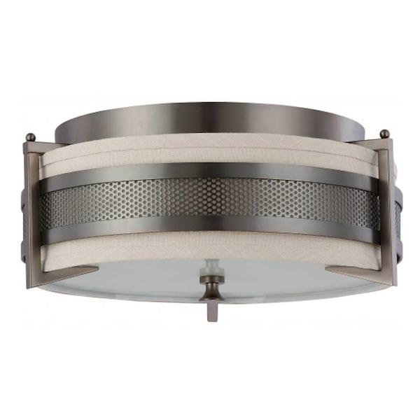 3 Light Hazel Bronze Khaki Fabric Shade Ceiling Light Fixture
