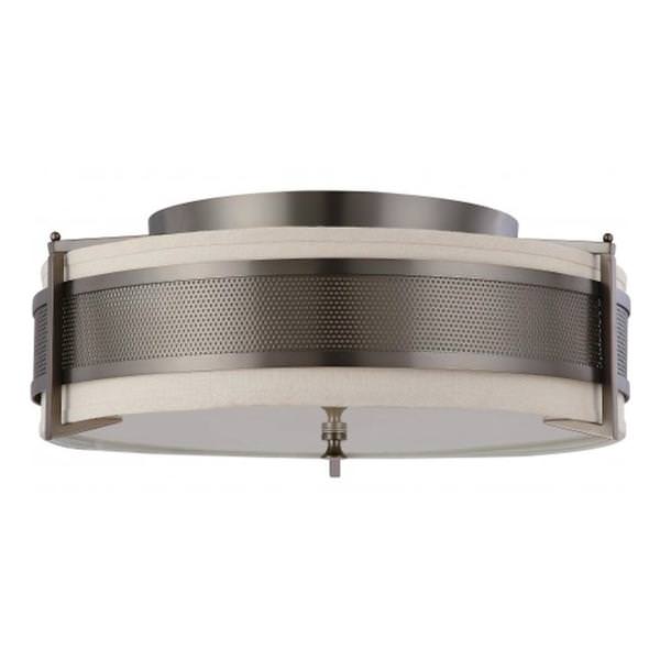 4 Light Hazel Bronze Khaki Fabric Shade Ceiling Light Fixture