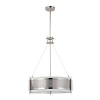 View 4 Light Polished Nickel Slate Gray Fabric Shade Frosted Diffuser Pendant Light Fixture