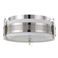 View 3 Light Polished Nickel Slate Gray Fabric Shade Ceiling Light Fixture