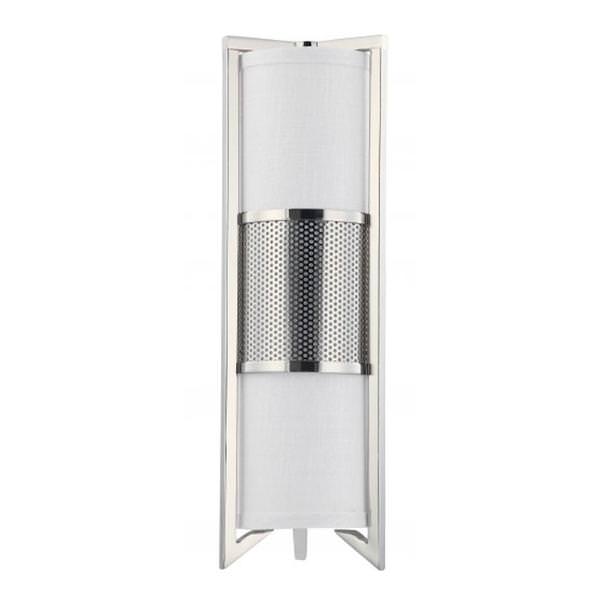 3 Light Polished Nickel Slate Gray Fabric Shade Vertical Wall Sconce Light Fixture