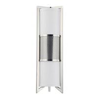 View 3 Light Polished Nickel Slate Gray Fabric Shade Vertical Wall Sconce Light Fixture