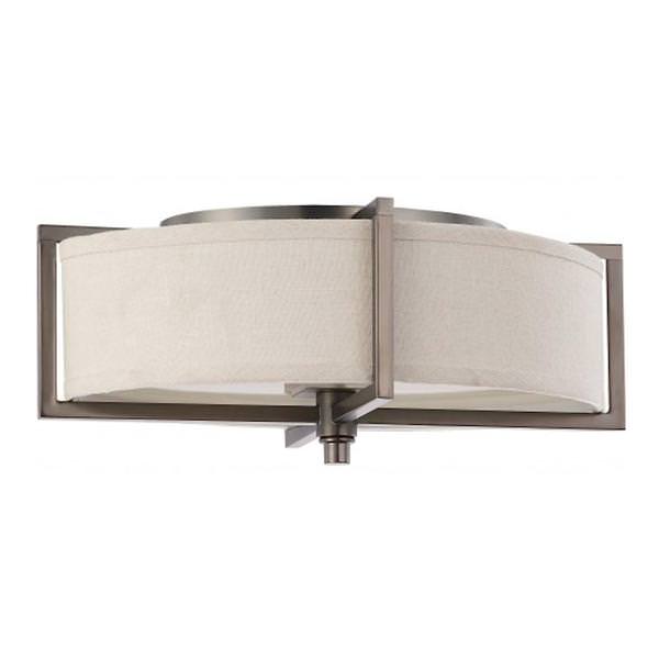 2 Light Hazel Bronze Khaki Fabric Shade Ceiling Light Fixture