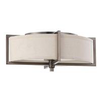 View 2 Light Hazel Bronze Khaki Fabric Shade Ceiling Light Fixture