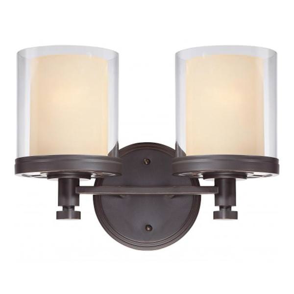 2 Light Sudbury Bronze Glass Shades Vanity Light Fixture