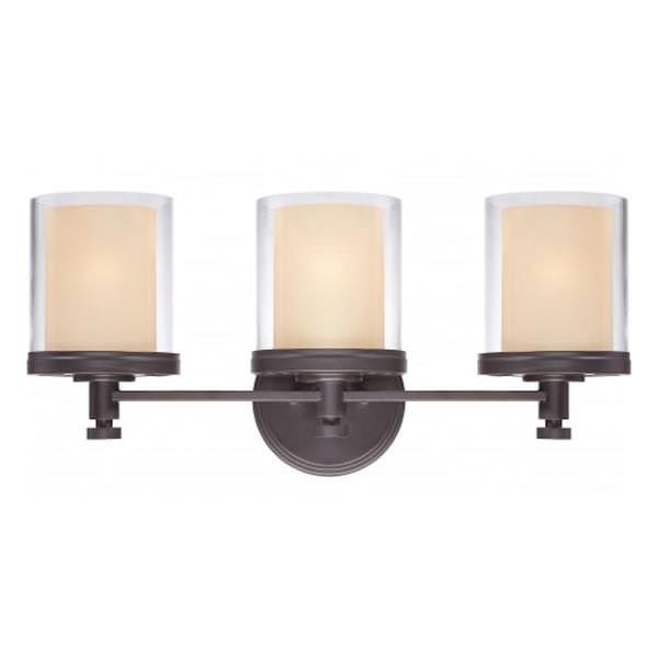 3 Light Sudbury Bronze Glass Shades Vanity Light Fixture