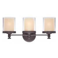 View 3 Light Sudbury Bronze Glass Shades Vanity Light Fixture