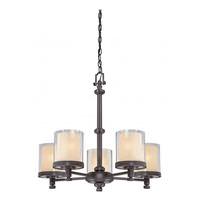 View 5 Light Sudbury Bronze Glass Shades Chandelier Light Fixture
