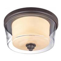 View 2 Light 13" Round Sudbury Bronze Cream Glass Shade Ceiling Light Fixture