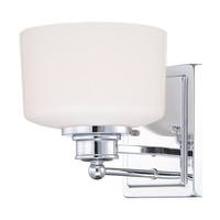 View 1 Light Polished Chrome White Satin Glass Shade Vanity Light Fixture