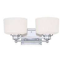 View 2 Light Polished Chrome White Satin Glass Shades Vanity Light Fixture