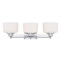 View 3 Light Polished Chrome White Satin Glass Shades Vanity Light Fixture