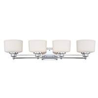 View 4 Light Polished Chrome White Satin Glass Shades Vanity Light Fixture