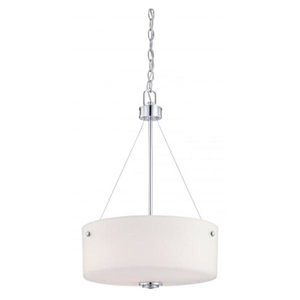 3 Light Polished Chrome White Satin Glass Shade Mini Pendant Light Fixture