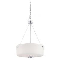 View 3 Light Polished Chrome White Satin Glass Shade Mini Pendant Light Fixture