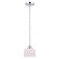 View 1 Light Polished Chrome White Satin Glass Shade Mini Pendant Light Fixture