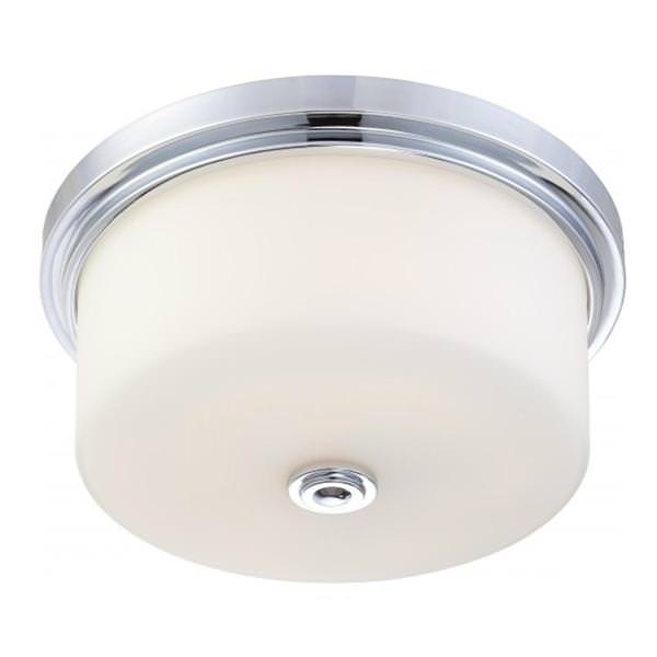 3 Light Polished Chrome White Satin Glass Shade Ceiling Light Fixture