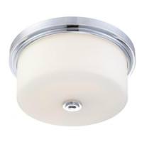 View 2 Light 13" Round Polished Chrome White Satin Glass Shade Ceiling Light Fixture