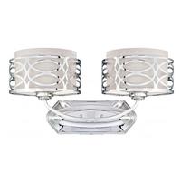 View 2 Light Polished Nickel Slate Gray Fabric Shades Frosted Diffusers Vanity Light Fixture