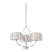 Nuvo Lighting 3 Light Polished Nickel Slate Gray Fabric Shades Chandelier Light Fixture