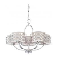 View 5 Light Polished Nickel Slate Gray Fabric Shades Chandelier Light Fixture