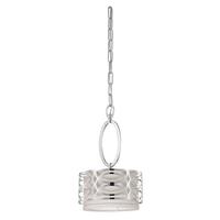 View 1 Light Polished Nickel Slate Gray Fabric Shade Mini Pendant Light Fixture