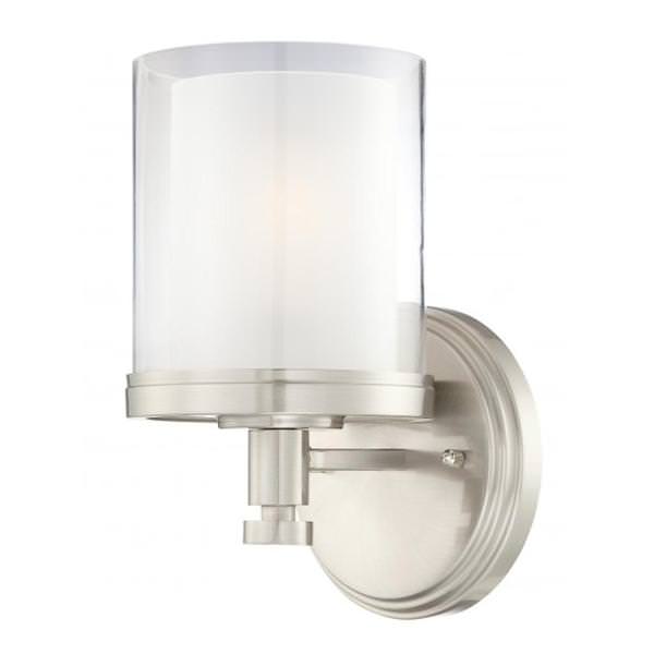 1 Light Brushed Nickel Frosted Glass Shade Vanity Light Fixture