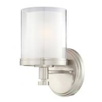 Nuvo Lighting 1 Light Brushed Nickel Frosted Glass Shade Vanity Light Fixture