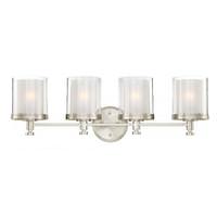 View 4 Light Brushed Nickel Frosted Glass Shades Vanity Light Fixture