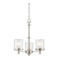 View 3 Light Brushed Nickel Glass Shades Chandelier Light Fixture