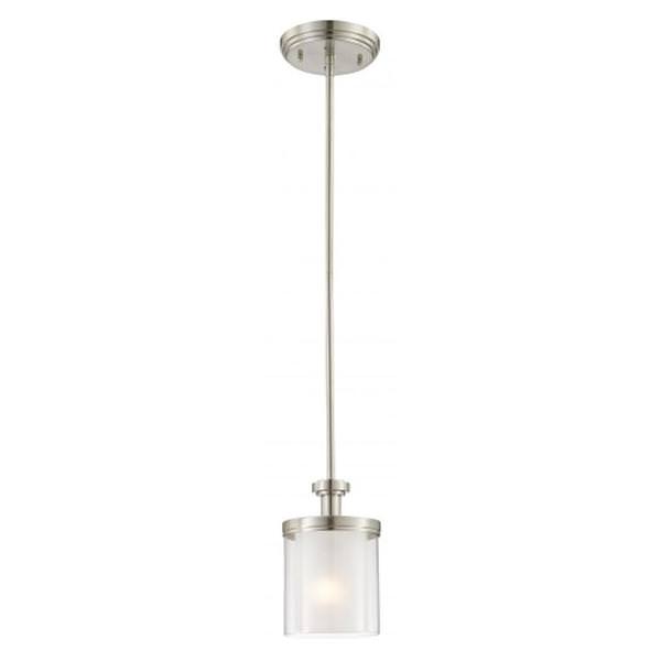 1 Light Brushed Nickel Frosted Glass Shade Mini Pendant Light Fixture