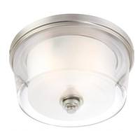 View 3 Light 16" Round Brushed Nickel Glass Shade Ceiling Light Fixture