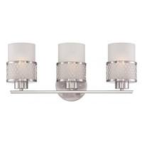 View 3 Light Brushed Nickel Frosted Glass Shades Vanity Light Fixture