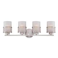 Nuvo Lighting 4 Light Brushed Nickel Frosted Glass Shades Vanity Light Fixture