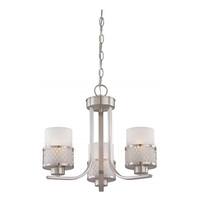 View 3 Light Brushed Nickel Frosted Glass Shades Chandelier Light Fixture